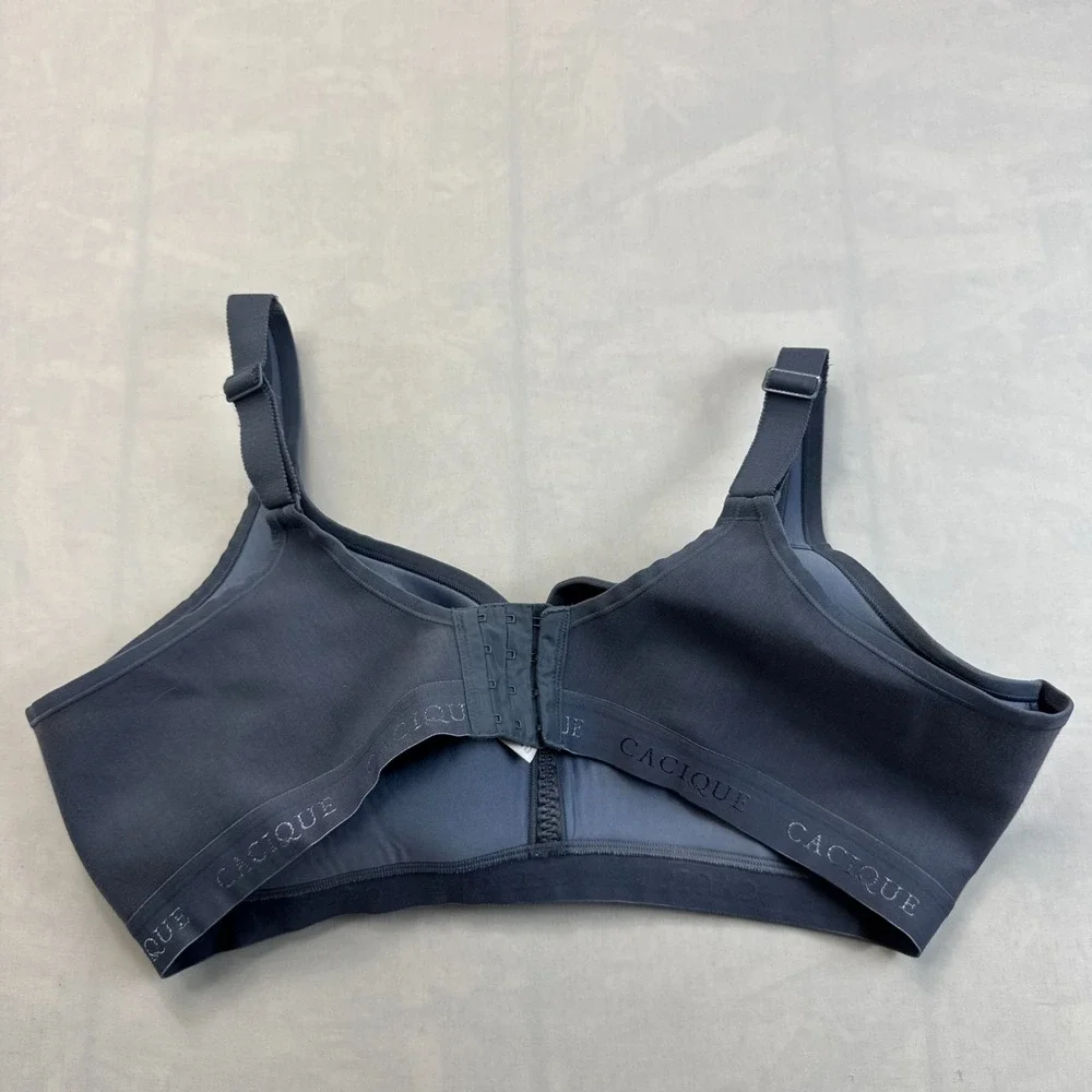 Cacique Bra Womens 44DD Blue Lace Wireless Comfort Support Adjustable Straps
